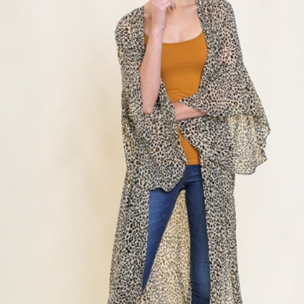 Leopard Print Kimono Duster